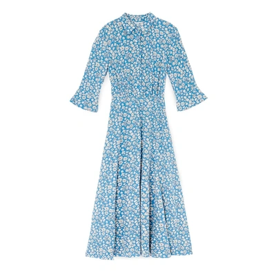 Jigsaw Primrose Midi Shirt Dress In Forever Blue