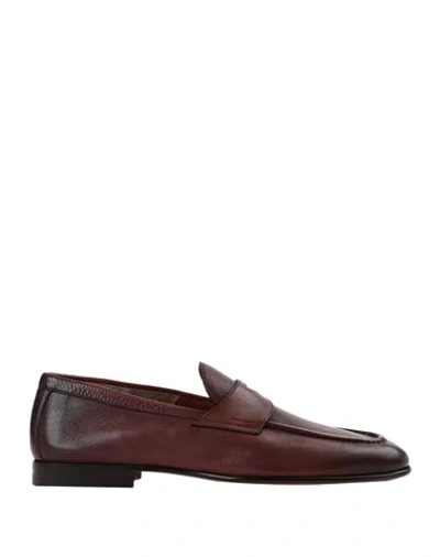 Santoni Dark Brown Leather Sullivan Loafers