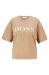 Hugo Boss - Logo Relaxed Fit T Shirt In Organic Cotton - Light Brown