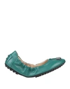 Tod's Ballet Flats In Green