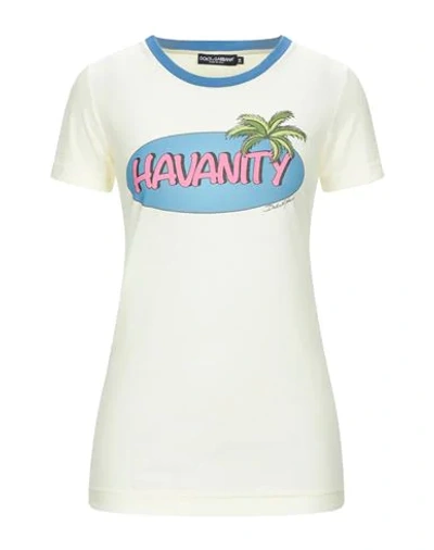 DOLCE & GABBANA DOLCE & GABBANA WOMAN T-SHIRT PASTEL YELLOW SIZE 10 COTTON,12539668QX 3