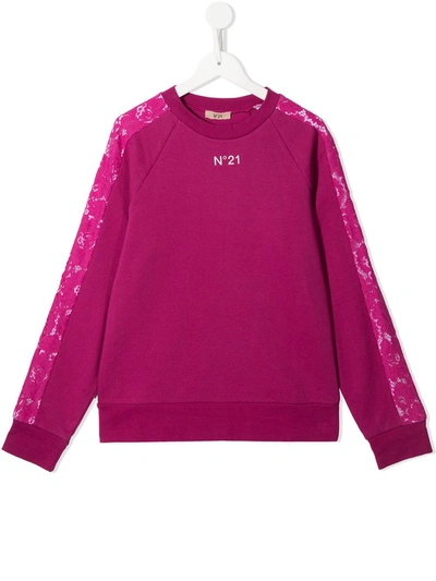 N°21 Kids' Logo-print Long-sleeve Jumper In Pink