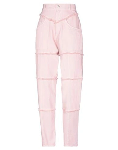 Ambush Fringed High-rise Straight-leg Jeans In Pink