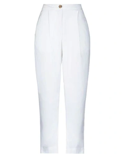 Manila Grace Woman Pants White Size 4 Lyocell, Cotton, Elastane