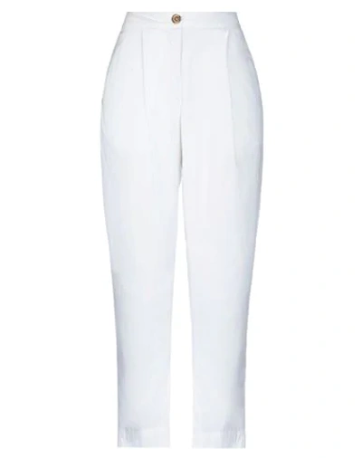 Manila Grace Woman Pants White Size 4 Lyocell, Cotton, Elastane In White