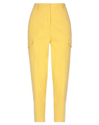Boutique Moschino Woman Pants Yellow Size 6 Cotton, Elastane