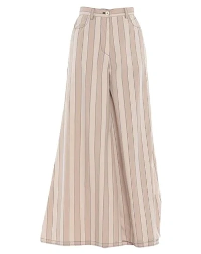 Sunnei Maxi Cotton Palazzo Pants In Nude,grey