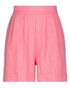 Hebe Studio Woman Shorts & Bermuda Shorts Pink Size 6 Linen, Viscose, Elastane