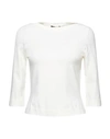 Roberto Collina Ivory Stretch Viscose Top With Boat Neckline In White