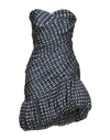 Tory Burch Strapless Pleated Polka-dot Silk-satin Jacquard Mini Dress In Blue