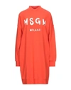 Msgm Short Dresses In Orange