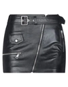 Manokhi Biker Leather Mini Skirt In Black