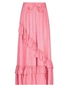 Batsheva Diagonal Ruffle Midi Skirt In Pink