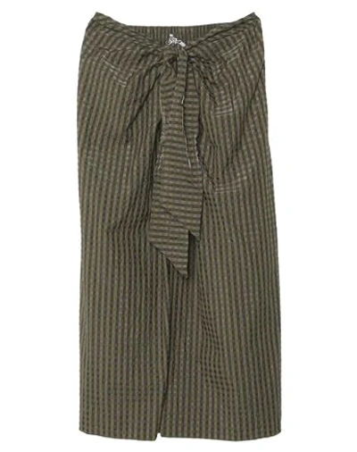 Ganni Long Skirts In Military Green