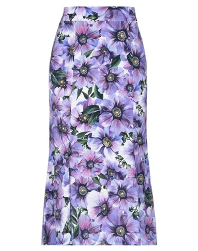 Dolce & Gabbana Woman Midi Skirt Purple Size 16 Silk, Elastane