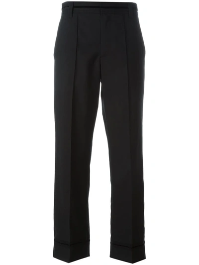 Marc Jacobs Cropped Wool Pants With Studded Waistline In Black