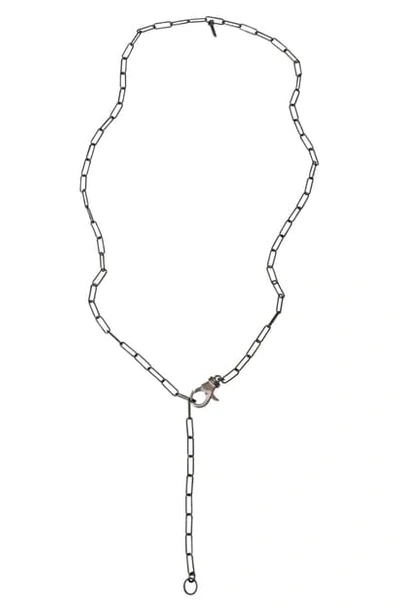 Adornia Lock Paper Clip Link Lariat Necklace In Silver