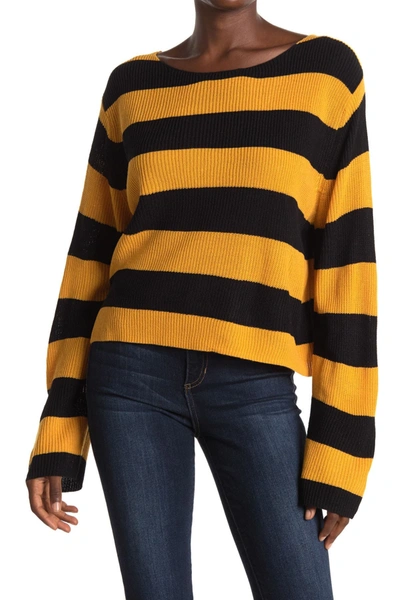 Poof Striped Pullover Sweater In Black/sunflower