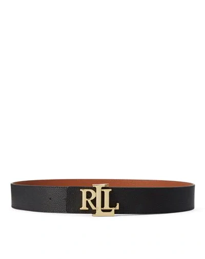 Ralph Lauren Reversible Belt In Hammered Cowhide In Black
