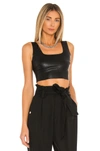 Commando Cropped Faux Stretch-leather Top In Black