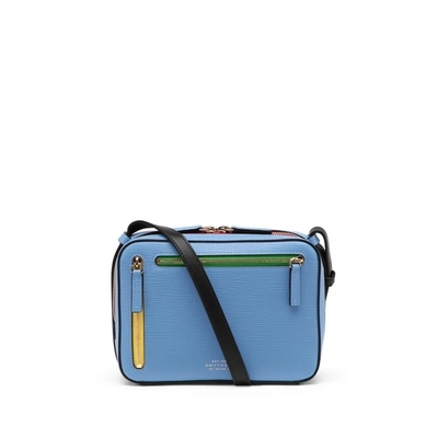 Smythson Panama Small Sliding Strap Crossbody Bag In Nile Blue