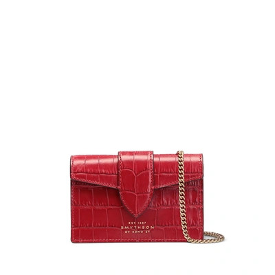 Smythson Mara Concertina Card Case On Chain In Red
