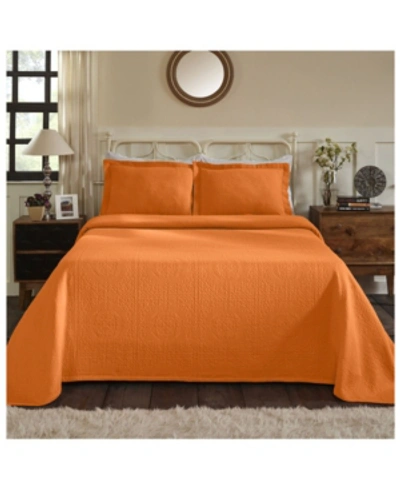 Superior 100% Cotton Fleur De Lis Medallion All-season 2-piece Coverlet Set, Twin In Orange