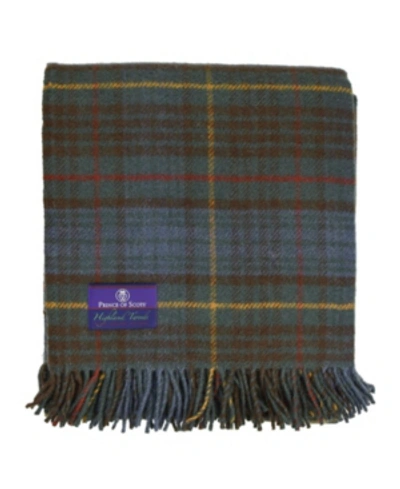 Prince Of Scots Highland Tartan Tweed Pure New Wool Throw In Tan