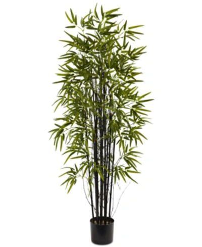 Nearly Natural 5' Artificial Black Bamboo Tree In Green