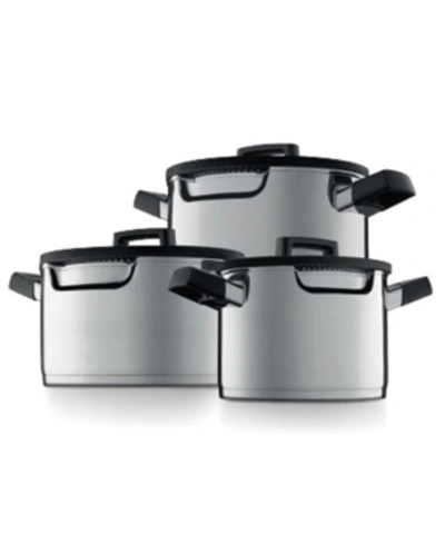 Berghoff Gem Cookware Set With Downdraft Handles, 6 Pieces In Silver-tone