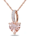 MACY'S MORGANITE AND DIAMOND ACCENT HEART PENDANT WITH CHAIN