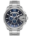 Diesel Mega Chief Chronograph Stainless Steel Bracelet Watch 51mm In Silver
