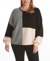 ADYSON PARKER WOMEN'S PLUS SIZE COLOR BLOCK SWEATER TOP