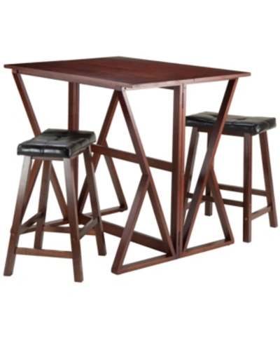 Winsome Harrington 3-piece Drop Leaf High Table In Brown