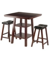 WINSOME ORLANDO 3-PIECE SET HIGH TABLE, 2 SHELVES WITH CUSHION SEAT STOOLS