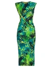 Versace Women's Sleeveless Jungle-print Midi Dress In Green