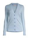 Tory Burch Merino Wool Button-up Cardigan In Summer Blue