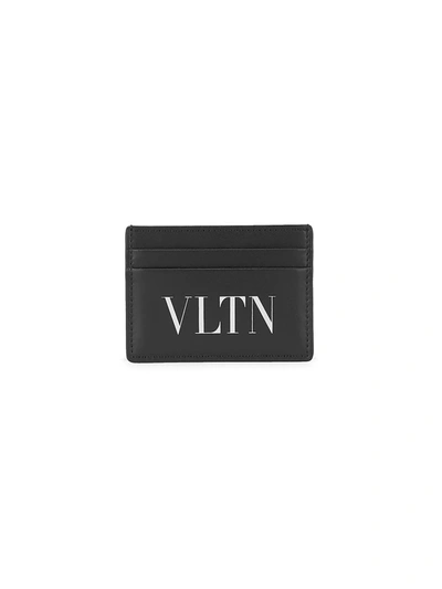 Valentino Garavani Small Vltn Leather Card Holder In Black