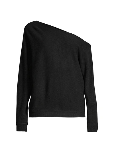 Minnie Rose Asymmetric Off-the-shoulder Cashmere Top In Black