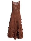 VALENTINO 3D FLORAL CROCHET DRESS,400013465711