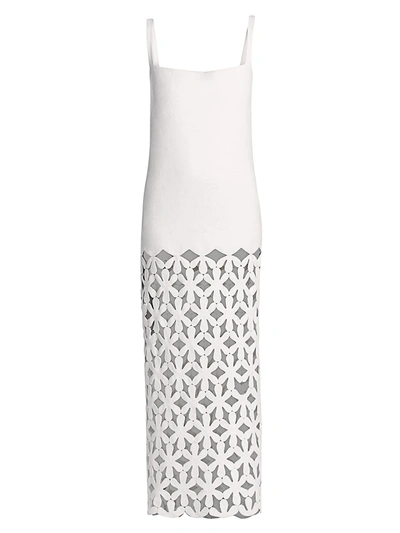 Valentino Square-neck Embroidered Cutout Long Dress In Ivory