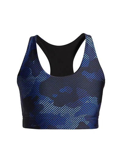 Terez Camo Stripe Hi-shine Sports Bra In Blue