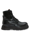 Alexander Mcqueen Wander Glossed-leather Exaggerated-sole Ankle Boots In Nero