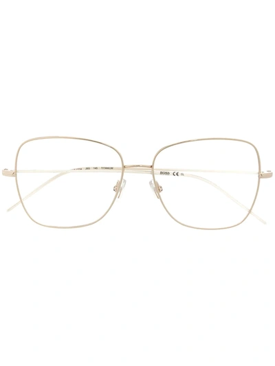 Hugo Boss Oversize Glass Frames In Gold