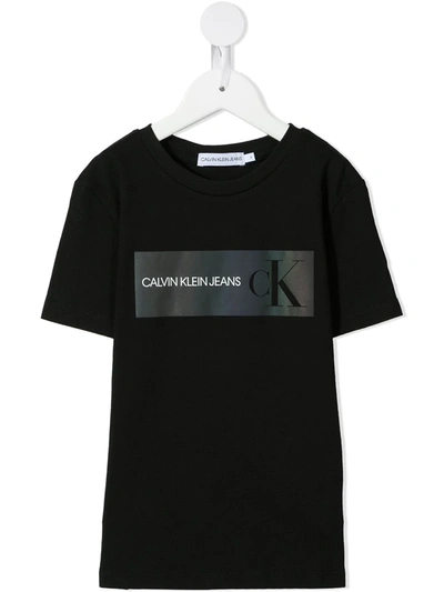 Calvin Klein Kids' Logo-print T-shirt In Black