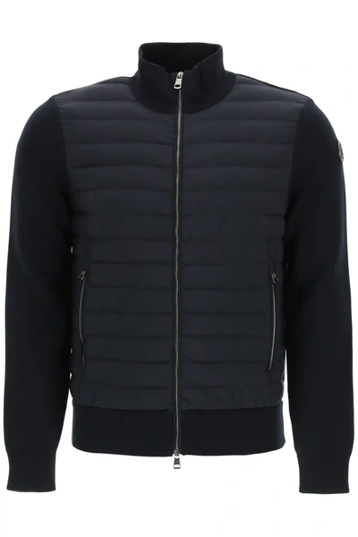 Moncler Padded Cardigan In Blue