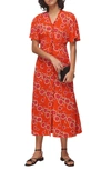 WHISTLES ELLA FLORAL BUTTON FRONT MIDI DRESS,5053867654188