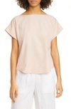 Eileen Fisher Relaxed Boat-neck Cap-sleeve Top In Powder