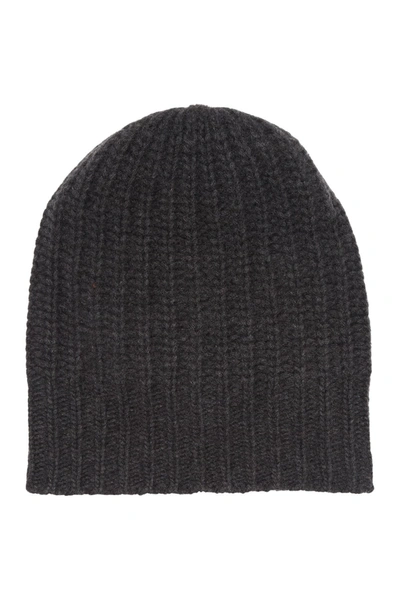 Portolano Ribbed Cashmere Knit Beanie In Ht Charcoal
