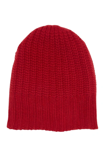Portolano Ribbed Cashmere Knit Beanie In Bloodstone